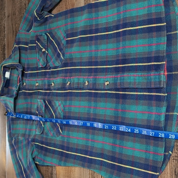 Vintage 70s Levi's Heavyweight Flannel Blue Tag Size Medium in Green and Blue - Picture 9 of 9